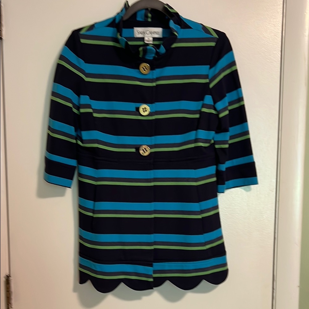 Sara Campbell Blue and Green Striped Jacket